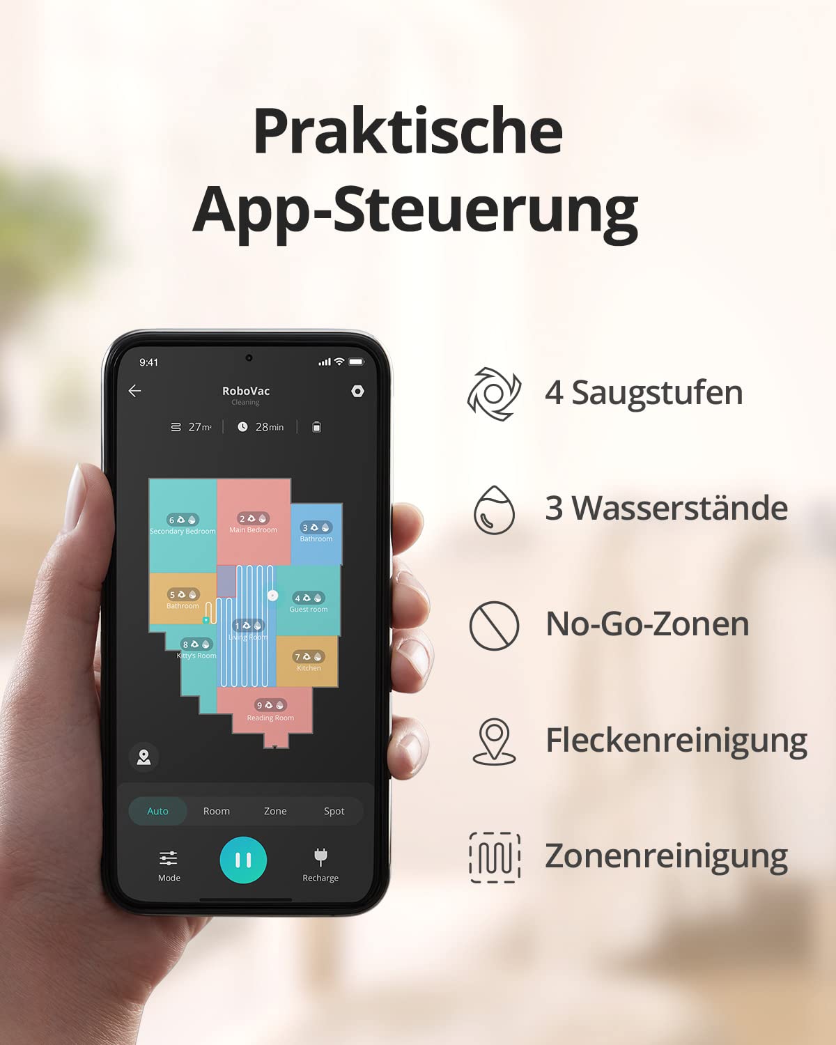 eufy RoboVac LR30 Hybrid Saugroboter mit Wischfunktion, 3000Pa Saugleistung, App, Regulierbarer Wasserbehälter, Kompatibel mit Alexa (Generalüberholt)