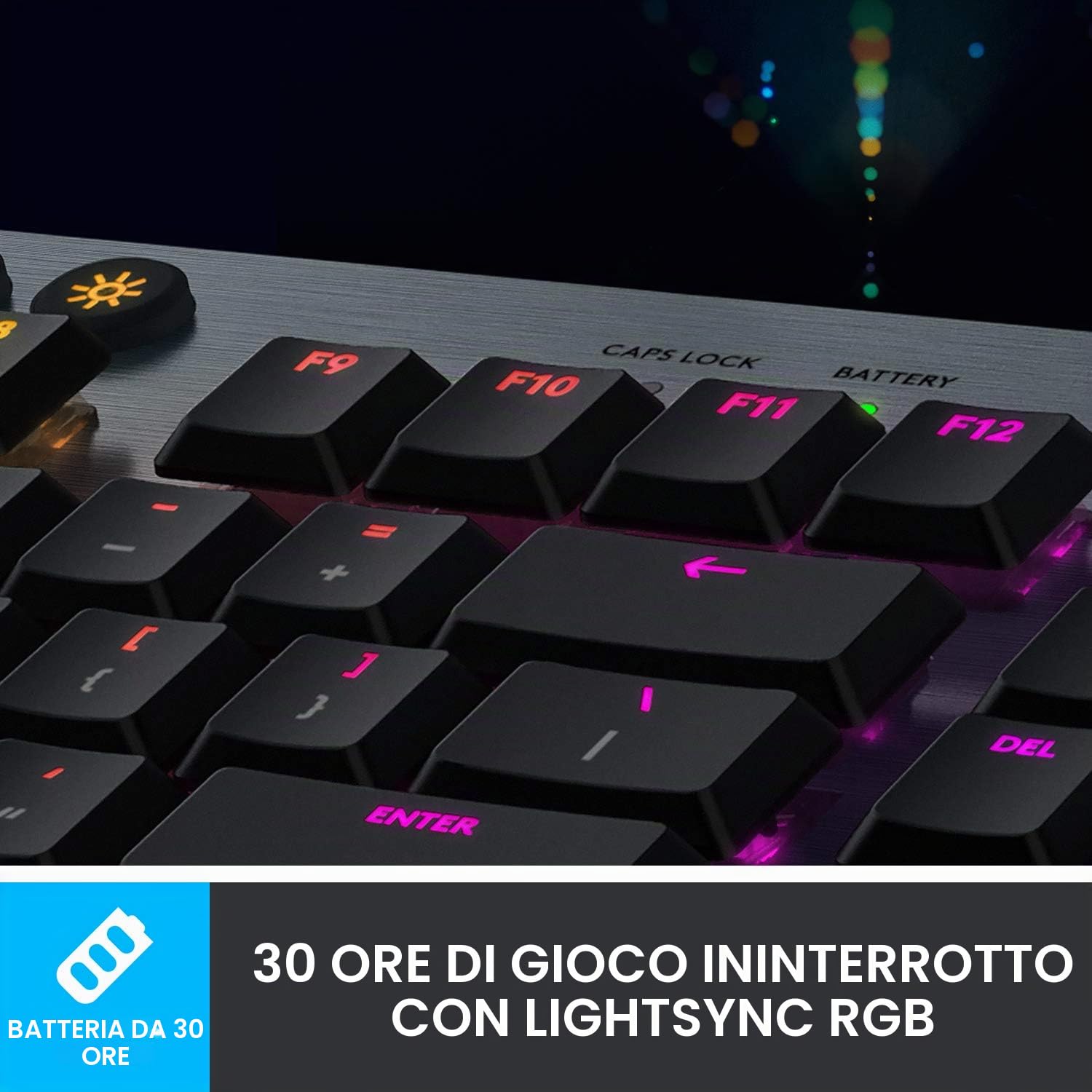 Logitech G 915 LIGHTSPEED - Tastiera meccanica da gioco wireless, interruttore lineare GL con profilo piatto, Lightsync RGB, design ultra sottile, durata della batteria oltre 30 ore, layout tedesco