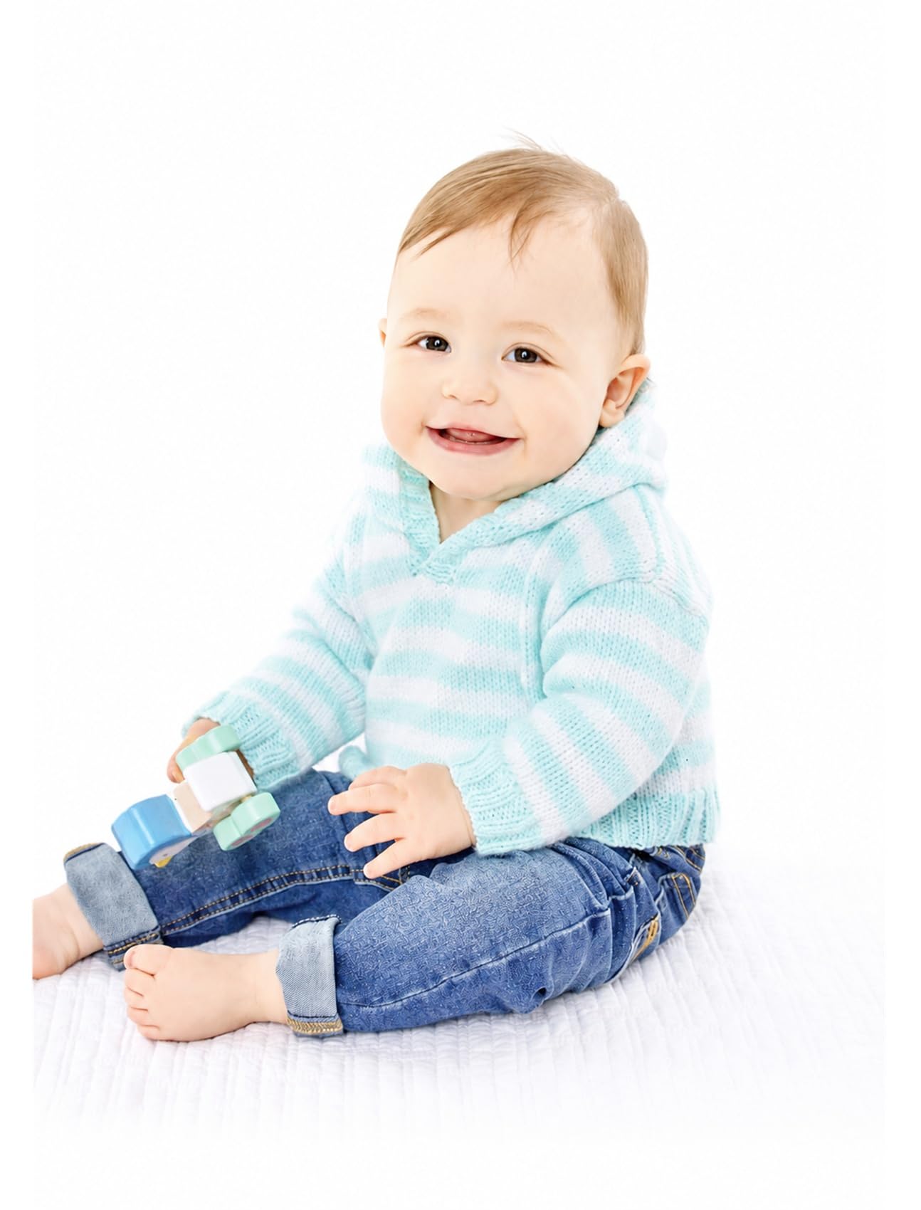 Ukhka Multi Double Knit Knitting Pattern For Baby Striped Or Plain Hoodie & Sweater 244