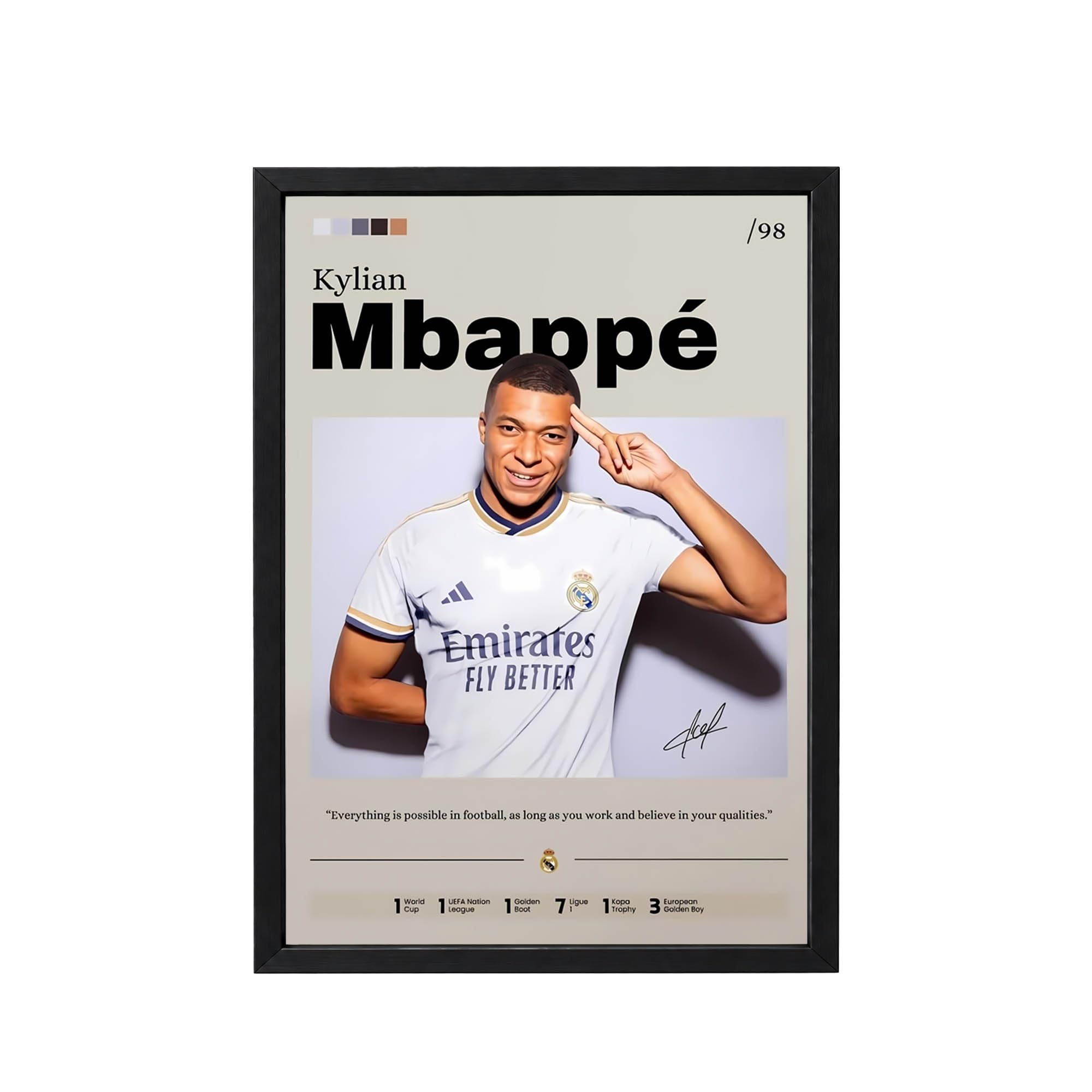 Kylian Mbappe Football Poster - Framed Wall Art -22