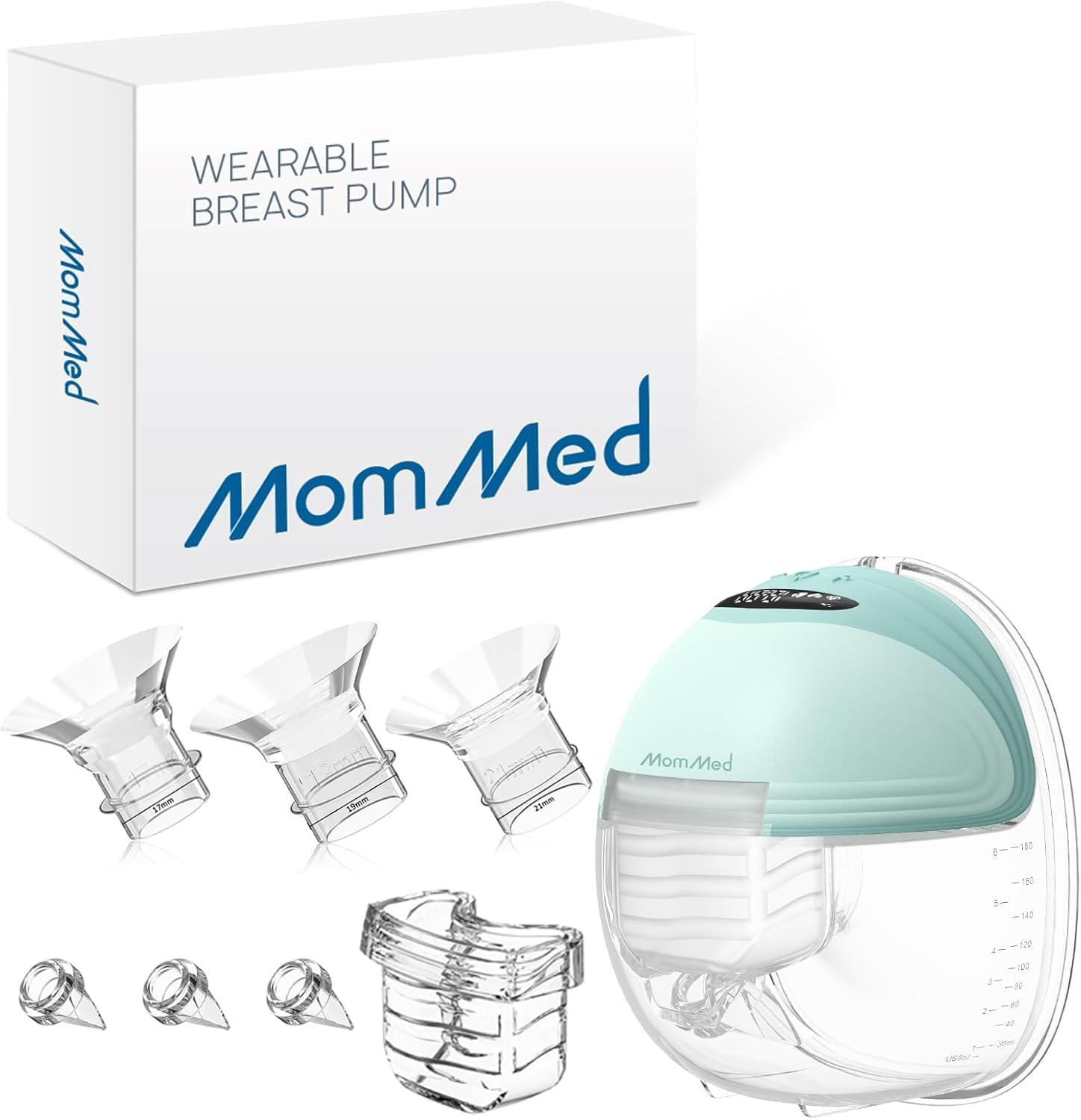 MOMMED Sacaleches Electricos, 24mm Extractores de Leche Electrico con 3 modos y 12 potencias, Sacaleches Manos Libres de diseño a prueba de fugas, incluye 17/19/21mm inserciones de brida