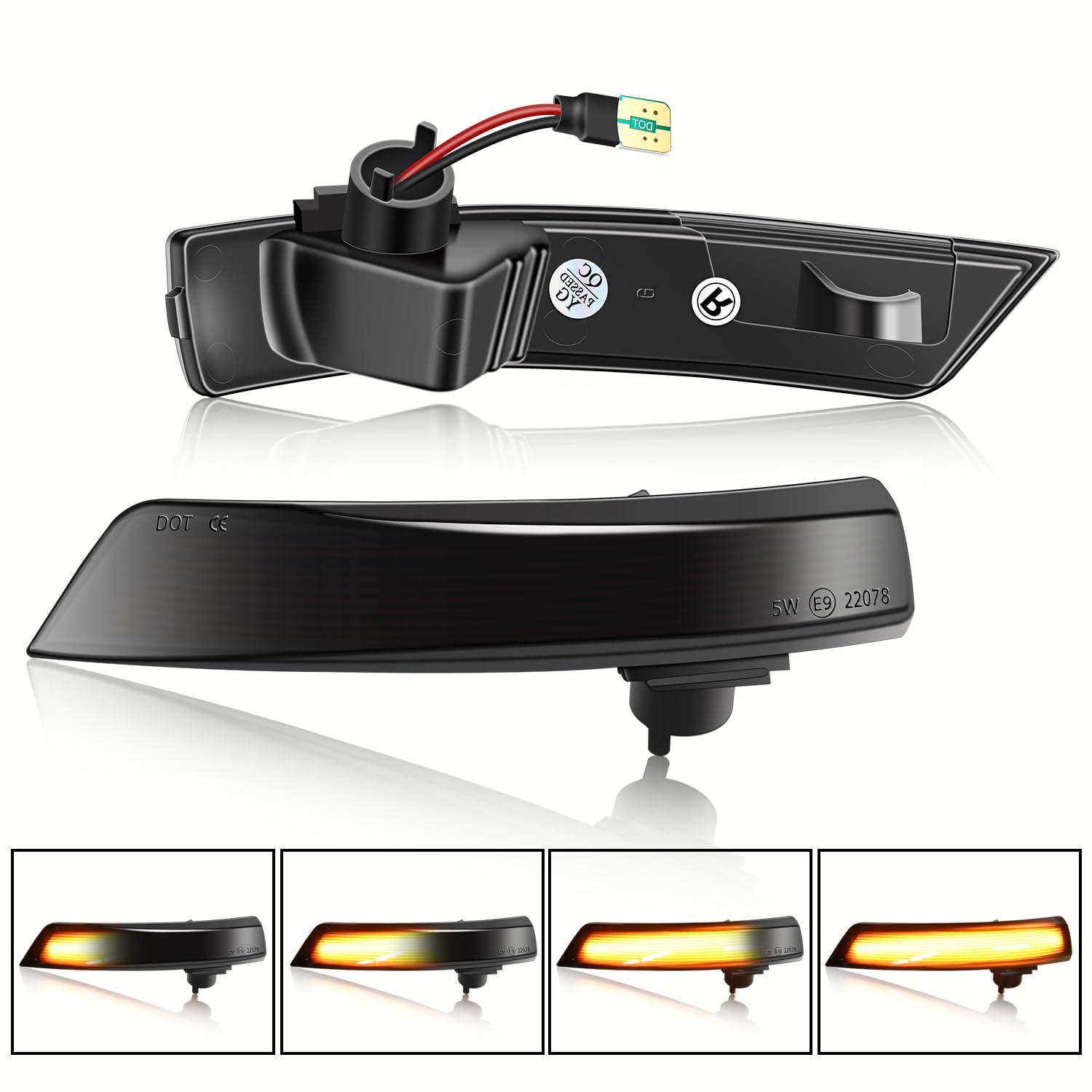 WinPower LED Światła Kierunkowskazów Migacze Lusterko Boczne Lampka Kontrolna Kompatybilny z Focus 3 MK3 3.5 MK2 Mondeo Mk4., 2 szt.