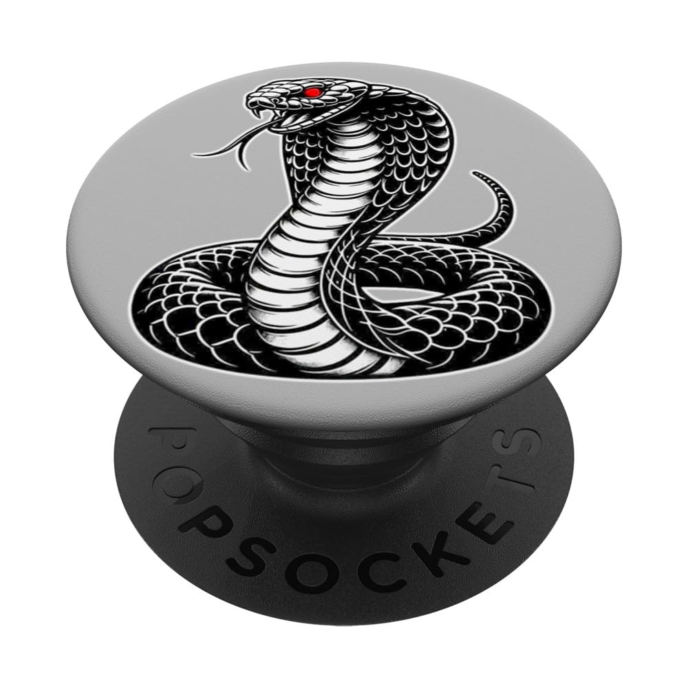 King Cobra Snake x Snake Serpent Cobra Blackwork PopSockets Adhesive PopGrip
