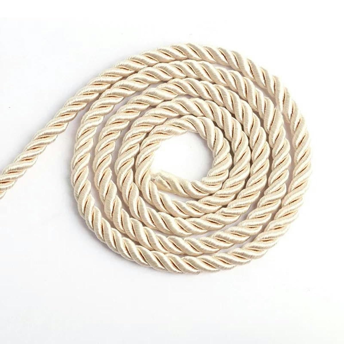 Macrame Cord Twisted String 5 Yards Waxed Braided Twisted Macrame Cord 6mm Multicolor(Beige)