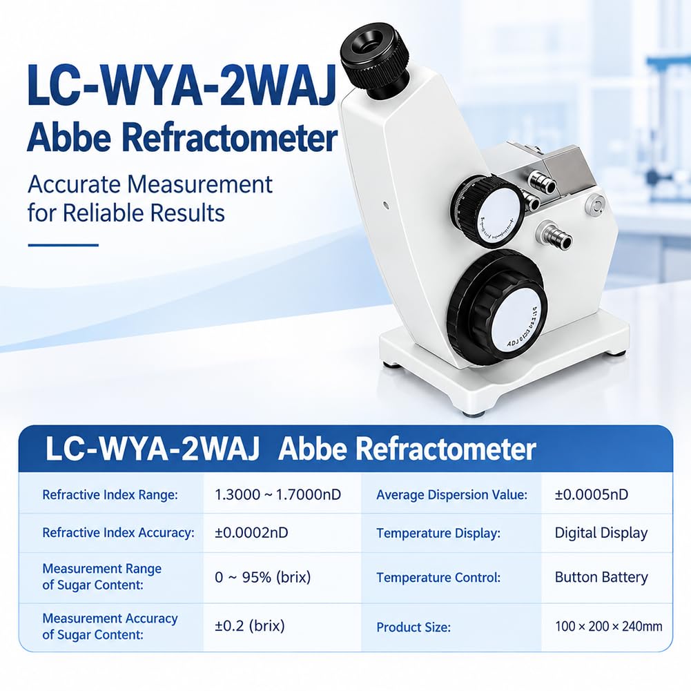 Refractómetro Abbe WYA-2WAJ, 1,3000–1,7000 nD