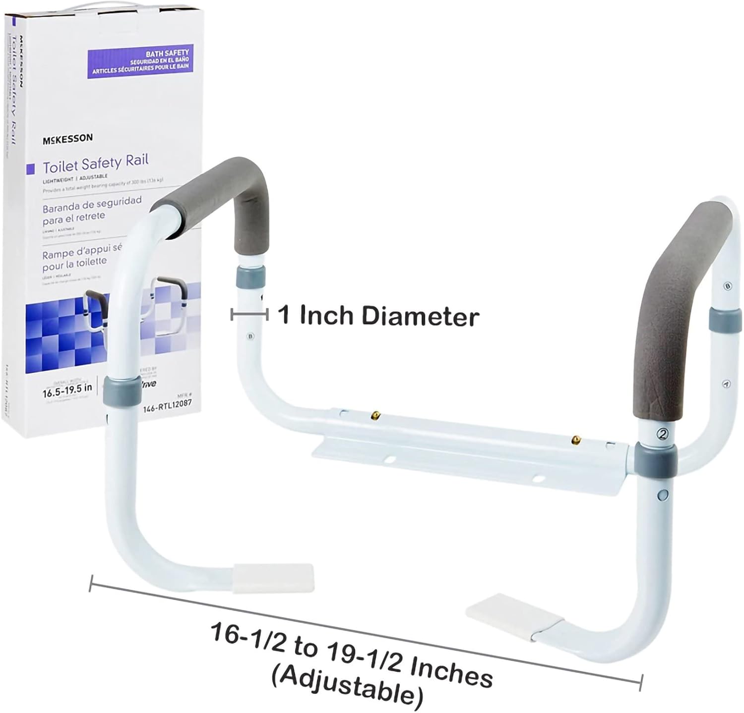 McKesson White Steel Toilet Safety Rail, up to 300 lbs, 1 Count