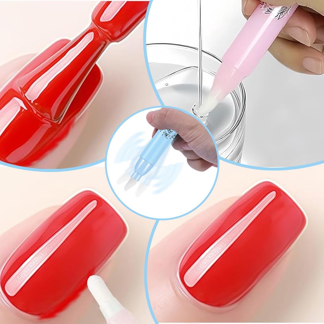 Penna Correttore Smalto per Unghie Set da 4 Pezzi con 9 Punte di Ricambio Strumento di Precisione per Manicure e Pedicure per Rimuovere Smalto in Eccesso con Solvente