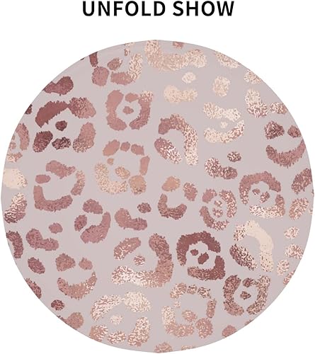 Miniatura 2 de Mantel de tela redonda impermeable con estampado de leopardo color oro rosa de 60 pulgadas resistente a las arrugas para fiestas campamentos pícnic