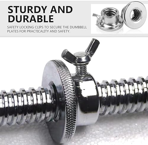 Miniatura 4 de YOLUFER 2 Uds tuerca antideslizante 0.984 in barra estándar Spin-Lock Collars Tornillo Abrazaderas Dumbell Levantamiento de pesas