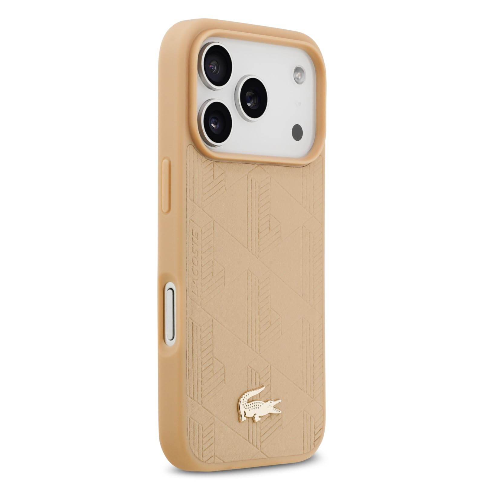 CG MOBILE Lacoste Nomograme złote logo, kompatybilne z MagSafe etui do iPhone 17 Pro Max (beżowe)