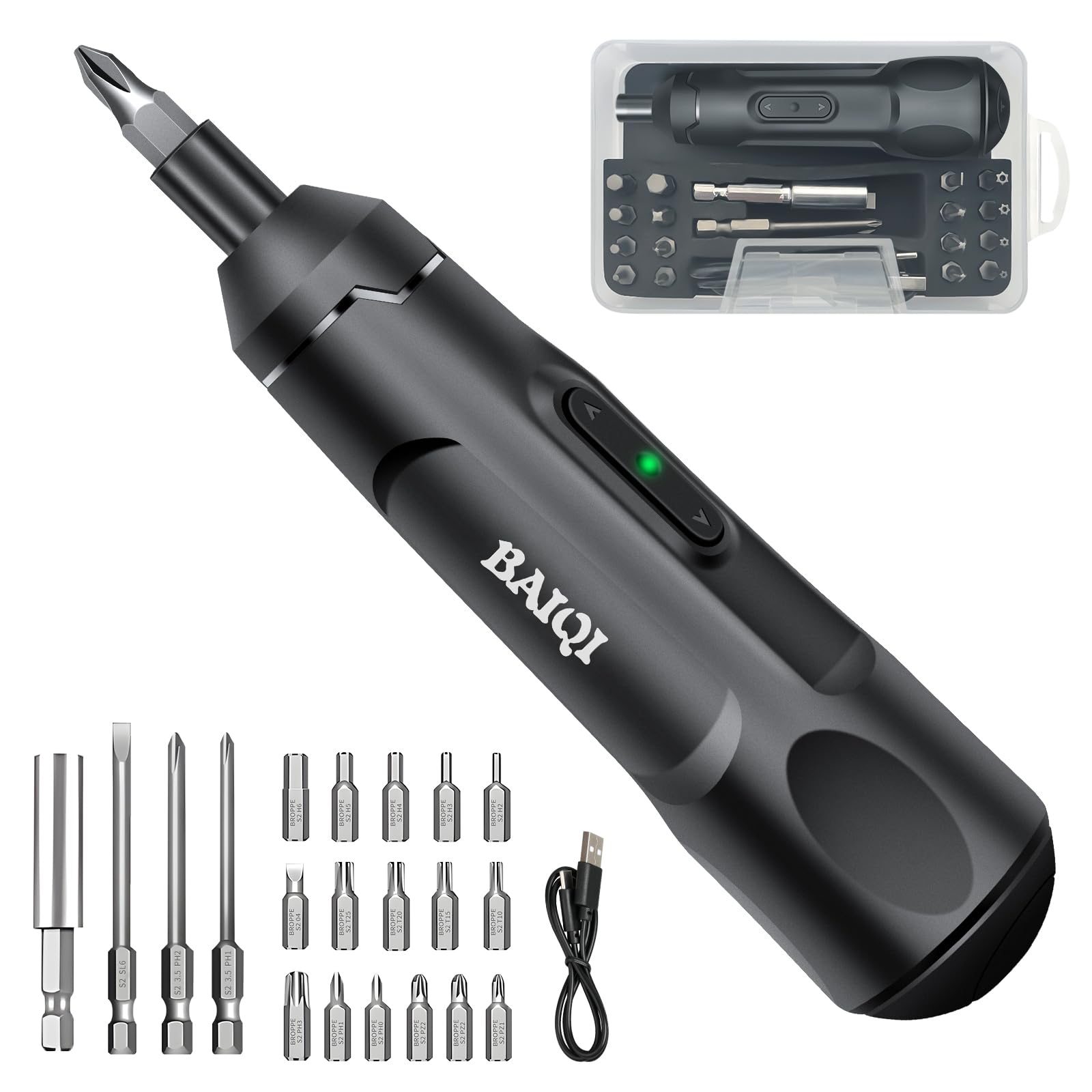 Mini Electric Screwdriver Set 3 7V 800 MAH USB-C Rechargeable Cordless Rotary Tool With 20 pcs Bits Set