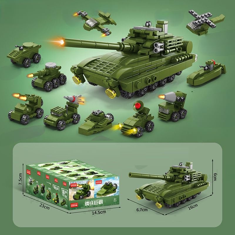 Image of Building Blocks Bricks Set, Build, Learn and Play, Construction, Educational Interactive Creative DIY Toy, Compatible with All Major Brands (10 in 1, World War Artillery Battle Tank, 315 Pcs)