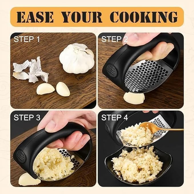 Image of Kitchen Stainless Steel Garlic Press with Ergonomic Handle,Garlic Crusher, Handy Garlic Crusher, Kitchen Garlic Crushing Tool.