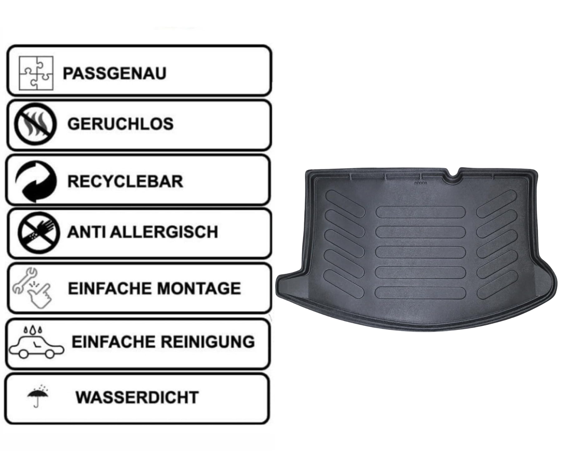 Rizline 3D Fussmatten & Kofferraumwanne für Ford Fiesta 2008-2017 | Gummimatten & Kofferraummatte aus TPE Gummi, Passgenau, Wasserdicht, Hoher Rand, Rutschfest, Leicht zu Reinigen