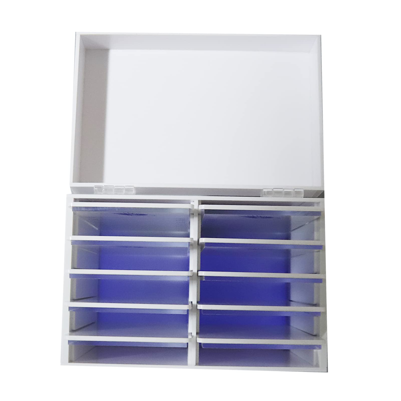 Boîte de Rangement de Cils en Acrylique, Boîte de Rangement de Maquillage Cosmétique, Porte-palette de Colle de Faux Cils pour Greffer L'extension de Cils, 10 Couches de Nettoyage de Lumière Ultraviol