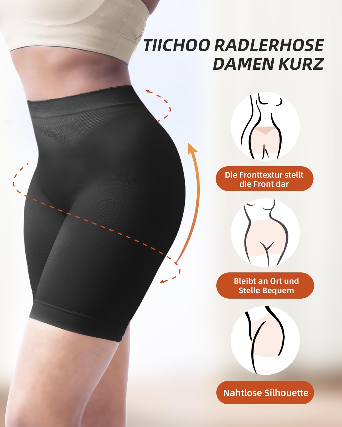 TIICHOO Radlerhose Damen Kurze Unter Kleid Anti Scheuer Sommer Leggings Kurz 4er Pack