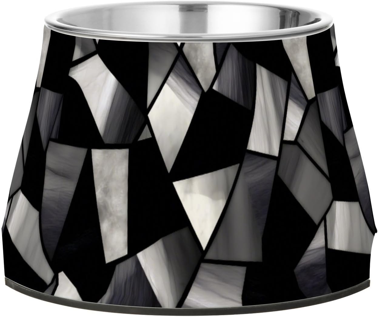 Stained Glass Gray Black Classical Pets Food Bowl Enhanced Stainless Steel Pets Water Bowl for Small Pet Slow Down Eating