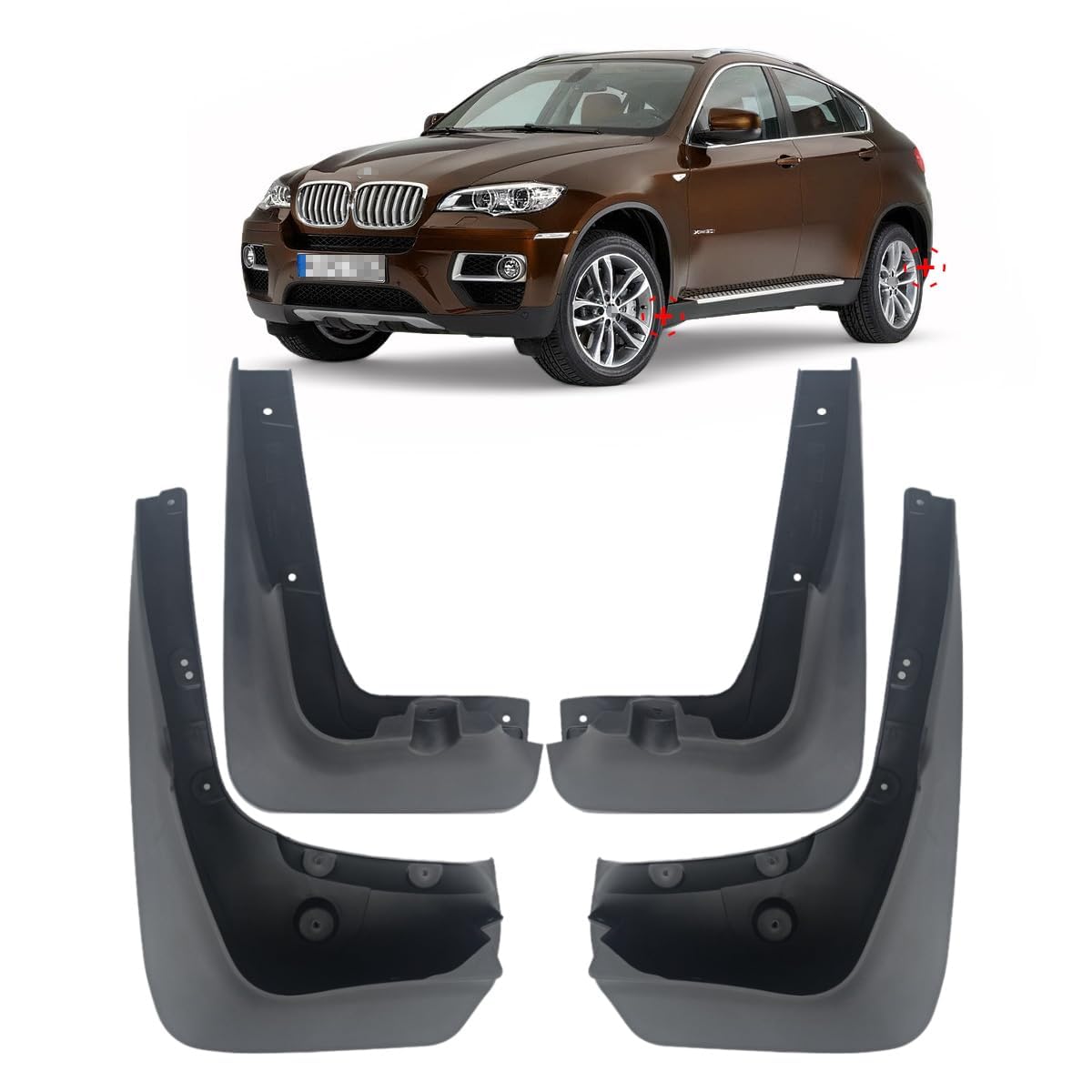 Guardabarros para BMW X6 G06 M Sport y E71, juego de 4 faldillas protectoras de salpicaduras