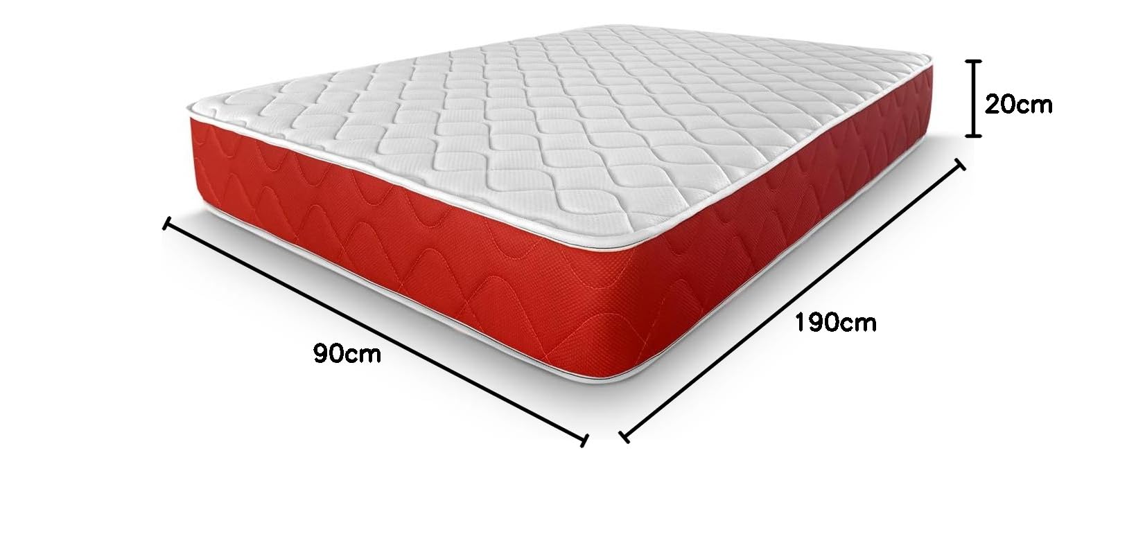 amuéblate Online - Colchón Viscoelástico Visco Red Reversible, Firmeza-Dureza Media-Alta, Grosor 20cm, Antiácaros, Antibacerias e Hipoalergénico, 90x190