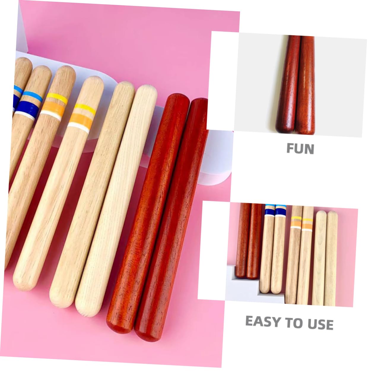 ibasenice Aesthetic Appeal Wooden Rhythm Sticks for Musical Instrument Percussion Set of 2