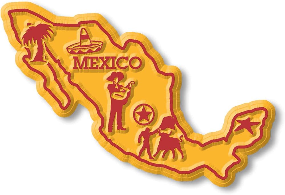Mexico Small Map Magnet by Classic Magnets, 3D Rubber Vintage-Style Collectible Souvenirs and Gifts Made in The USA