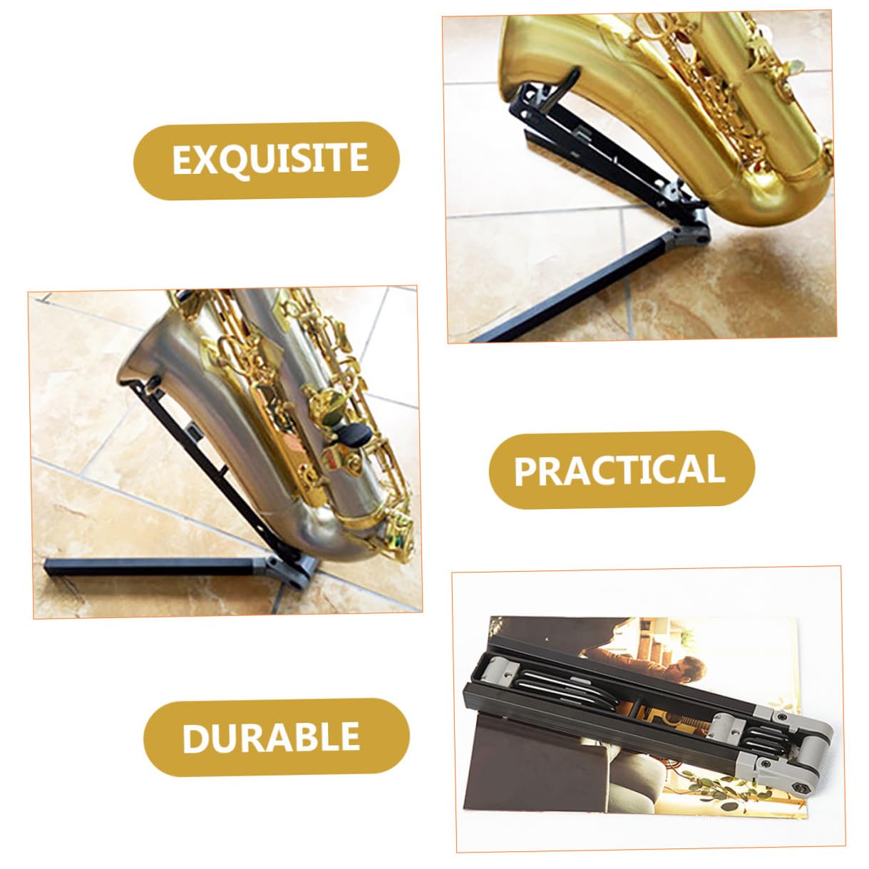 Klappbarer Metall Saxophonständer Tragbarer Robuster Saxophonhalter für Zuhause für Altsaxophon Faltbar ohne Montage Platzsparend und Leicht zu Transportieren