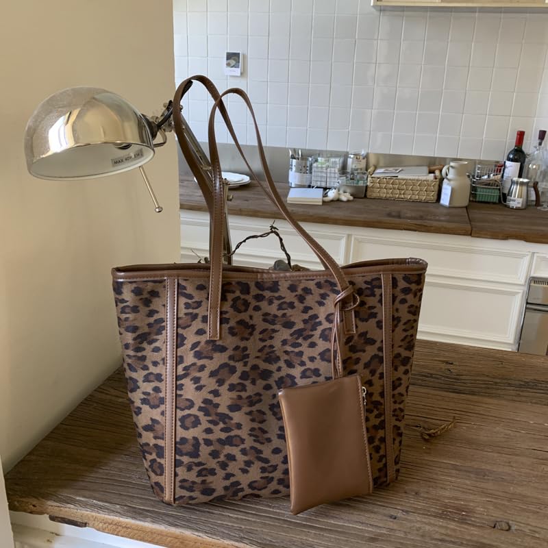 Cheeteh Leopard Print Tote Bag with Small Purse Shoulder Bag Large Laptop Bag for Business Office Work Travel2