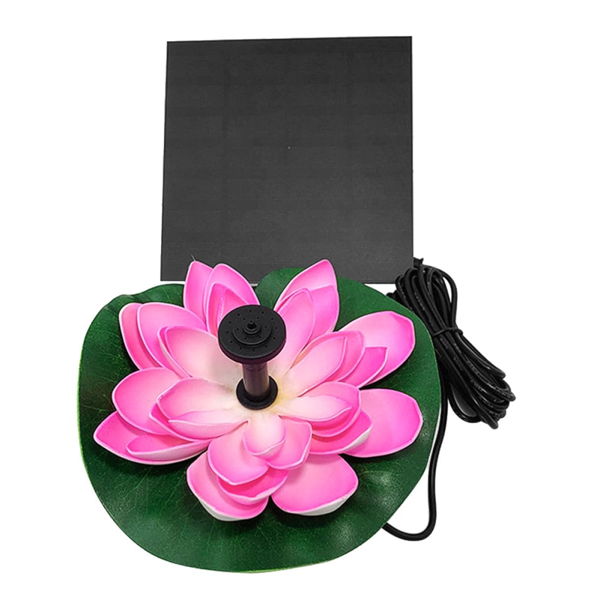 Fontana da Giardino Solare a Forma di Loto Pompa per Piscina e Laghetto, Funzionamento Automatico in Plastica Verde, Decorazione per Festa Estiva
