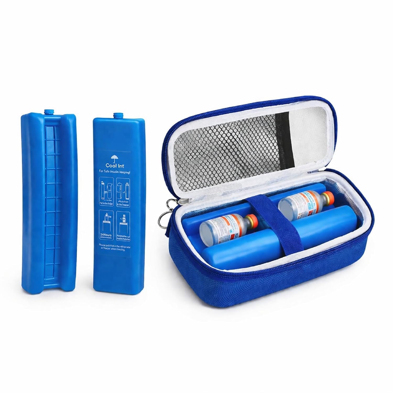 Cool INT Insulin Cooler Travel Case for Diabetics with Two Ice Gel Packs | Ice Box for Insulin & Medicine Travel |12+ Hours Cooling for Insulin | Insulin Carrier | Insulin Travel Pouch (Blue)