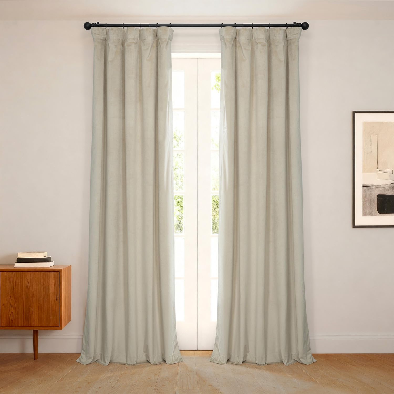 HPD Half Price Drapes VPYC Heritage Plush Velvet Curtain (1 Panel), 50 X 96, Macchiato Beige