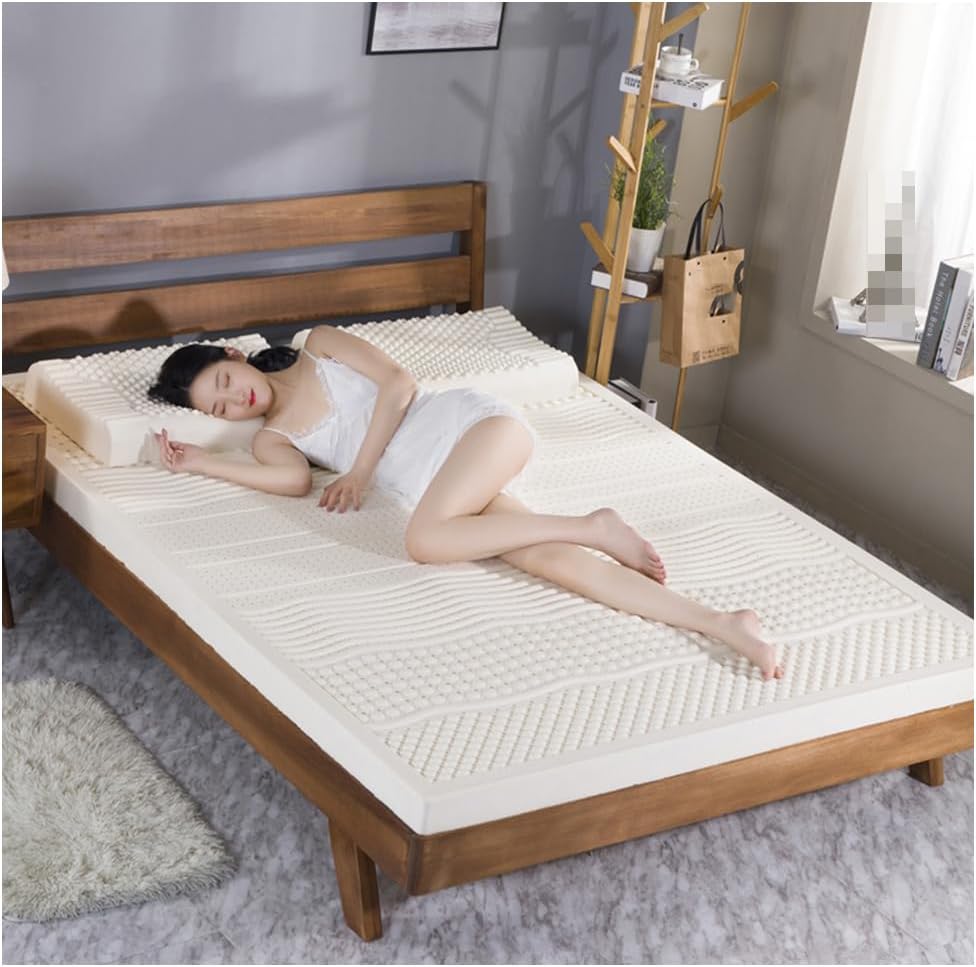 Natural Latex Mattress Topper - Medium Firmness -Natural Latex Mattress,Compression and No Deformation, Pore Ventilation,Soft and Comfortable,2in,120x200cm(47x79in)