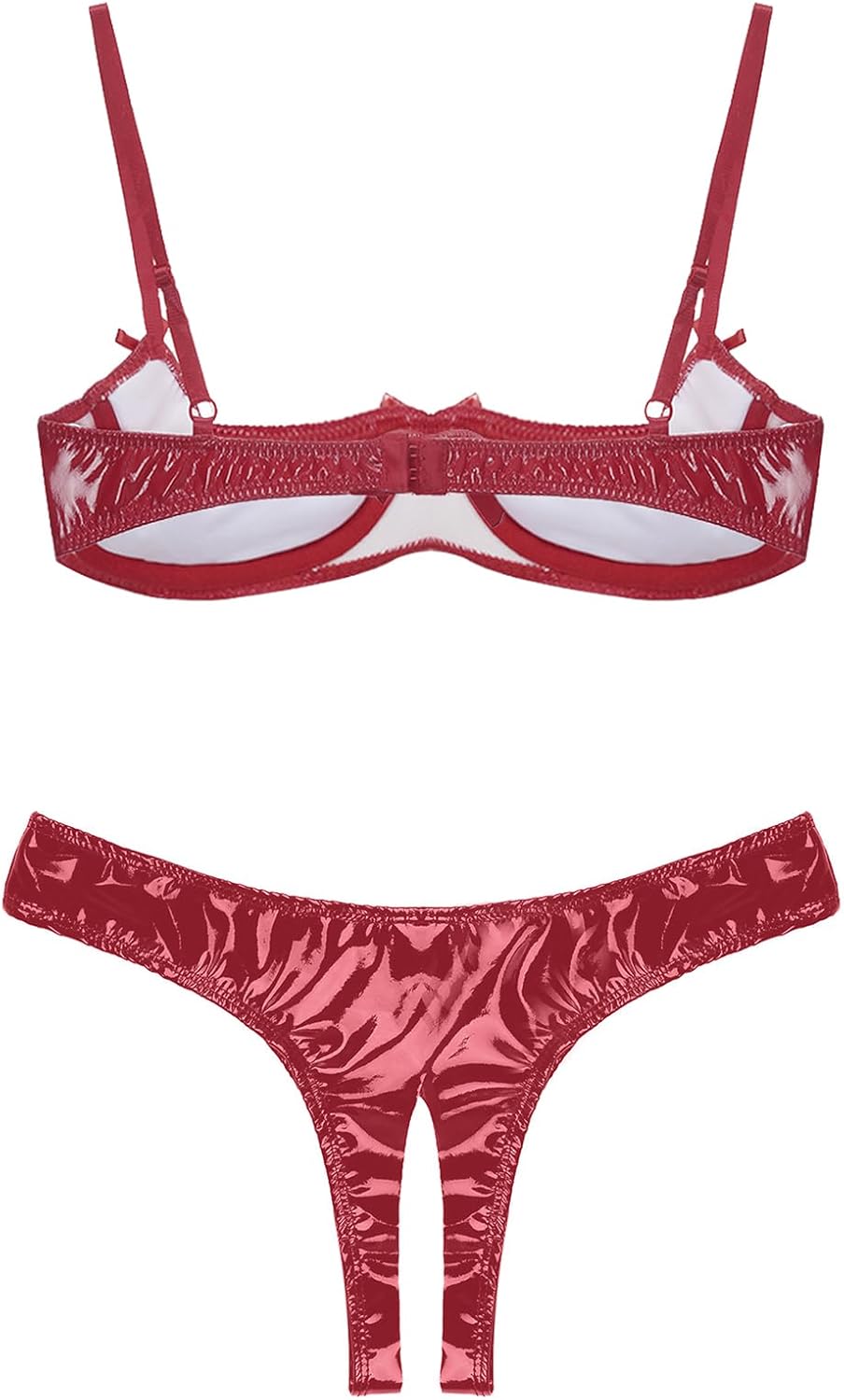 Sexy Outfit For Women Bare Breast Exposed Lingerie Set Adjustable Underwired Bra With Open Crotch Briefs
