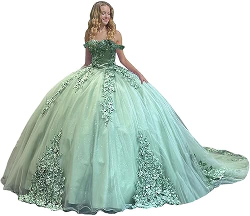 Zhangyo Sweet 16 Vestidos de quinceañera Vestido de bola de hombros descubiertos Vestidos de 15 años Puffy Tulle Vestido de membrillo con tren CXL085