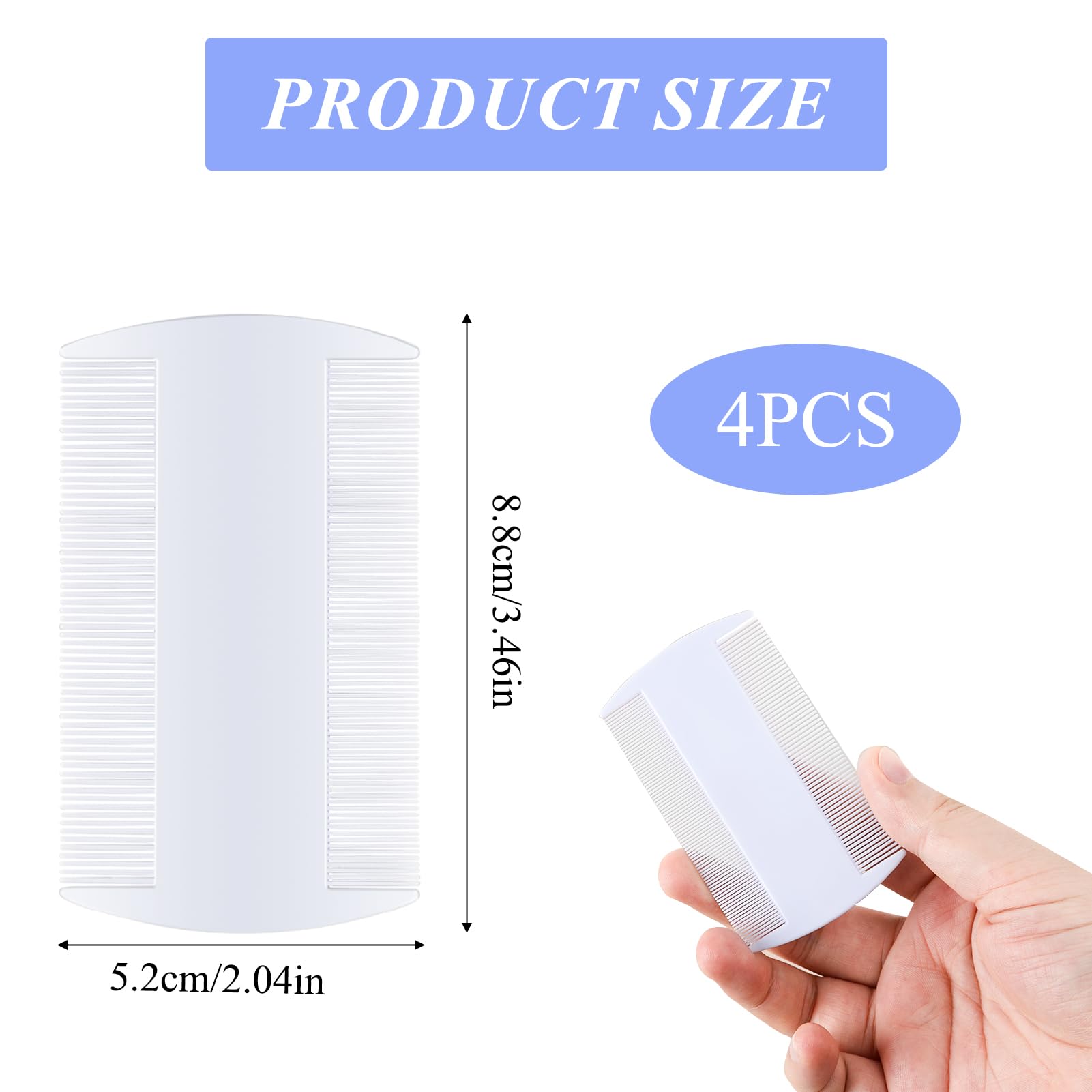 Ensemble de 4 Peignes Anti-Poux et Lentes à Dents Fines pour Enfants et Adultes, Double Face, Élimination Efficace pour Toute la Famille, Convient aussi pour Animaux, Anti-Puces et Tiques