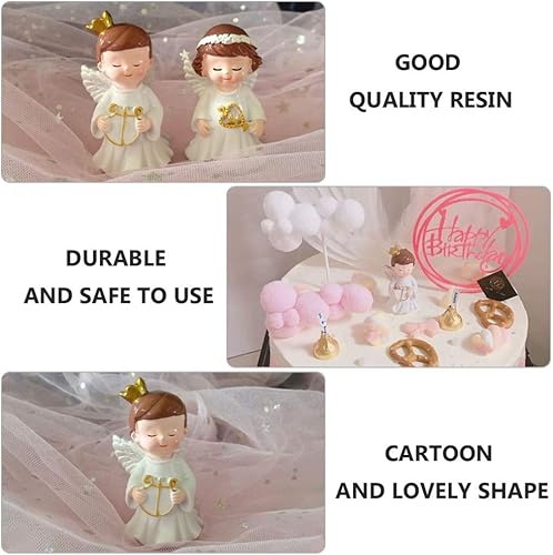 Miniatura 5 de ABOOFAN Decoración de pastel de ángel de resina con alas de ángel, adorno en miniatura para decoración de tartas, figuras de ángeles, estatua de