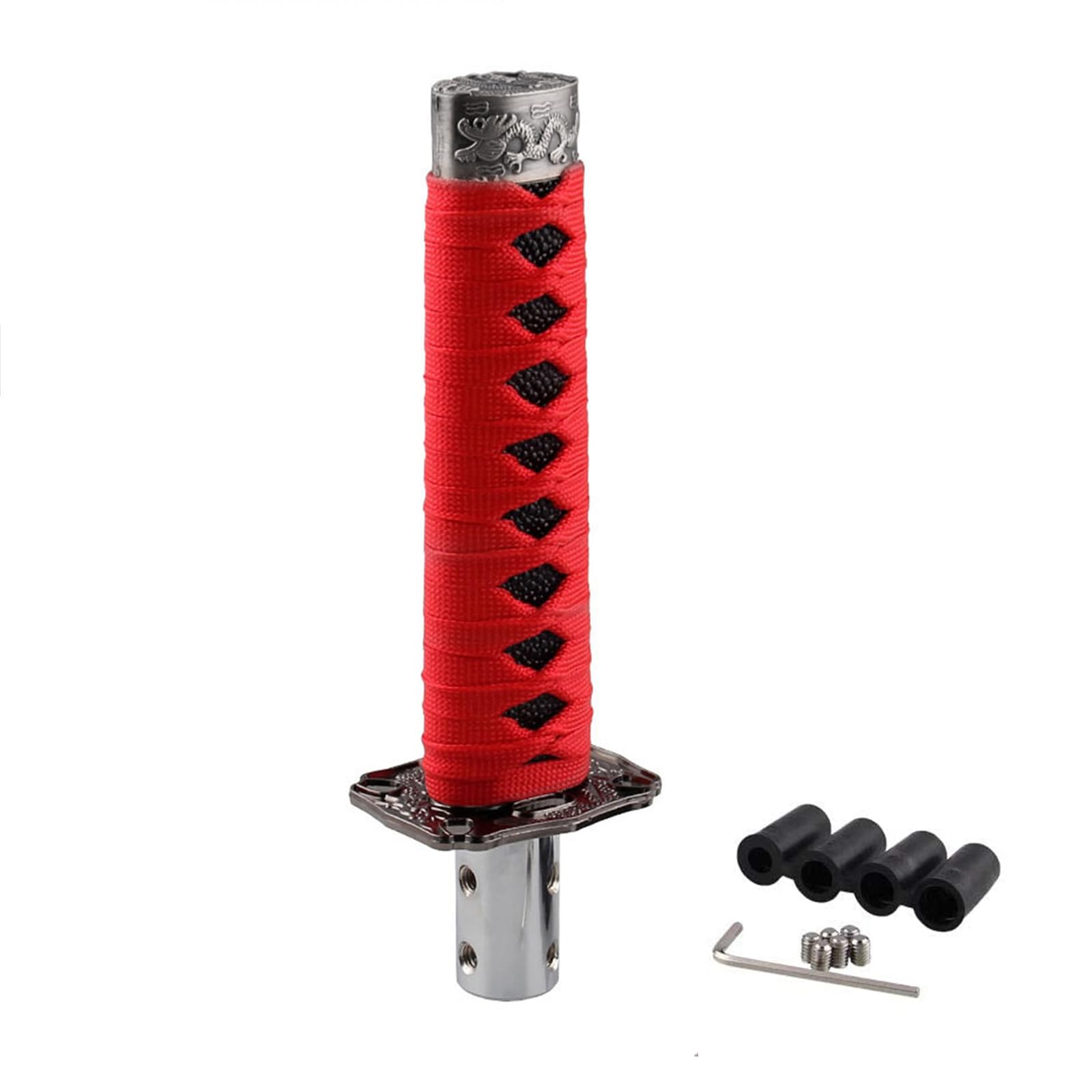 RYANSTAR Gear Shift Knob Sword Shift Knobs Katana Samural Shift Gear Lever Universal Fit for Manual Cars Most Automatic Cars with 4 Adapters Red + Black