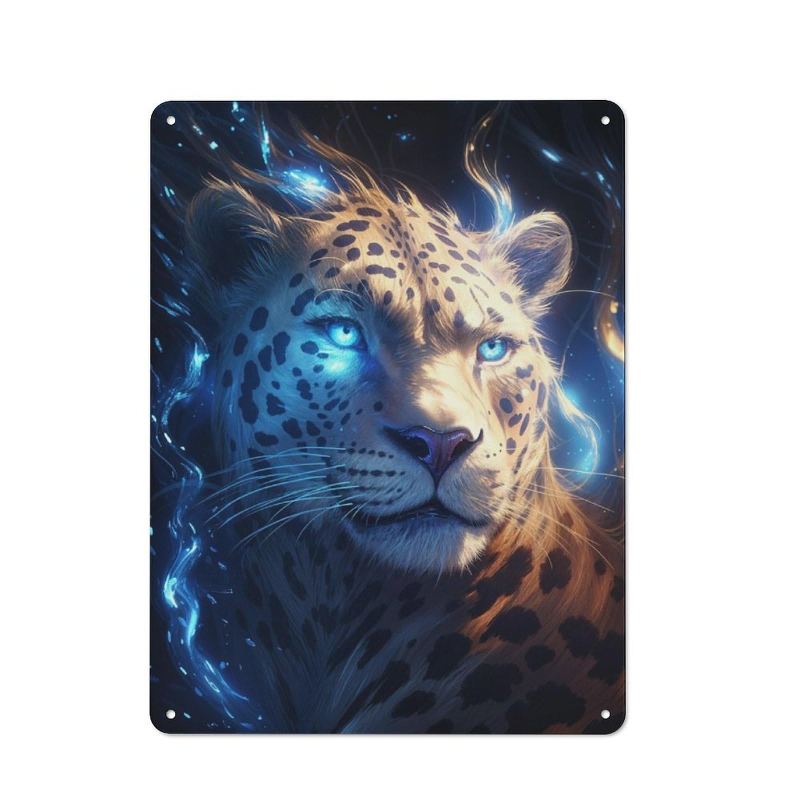 Junmoney Cosmic Celestial Cheetah Tin Wall Plaque 40X30cm With For Hobby Room Or Studio, For Metal Sign Collectors, For Kitchen And Home Bar Decor