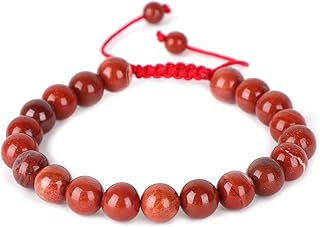 سوار مكرامية من احجار كريمة طبيعية 8 ملم للشفاء والمساعدة علي التخلص الالم والخوف واستعادة الطاقة قابل للتعديل ومناسب للجنسين مقاس 7-9 بوصة ايه دي بيدز