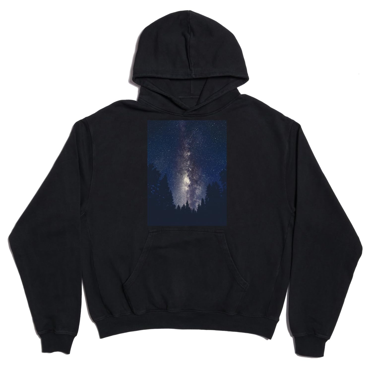 Milky Way Galaxy Art Unisex-Kapuzenpullover, Übergröße, schweres Baumwollmischgewebe, Schwarz, Größe XS