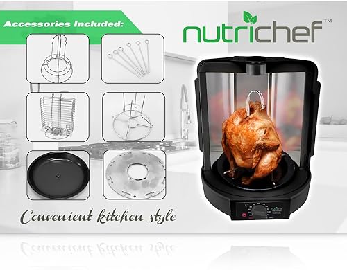Vista 9 de NutriChef Kitchen horno vertical espiedo, color blanco, Blanco