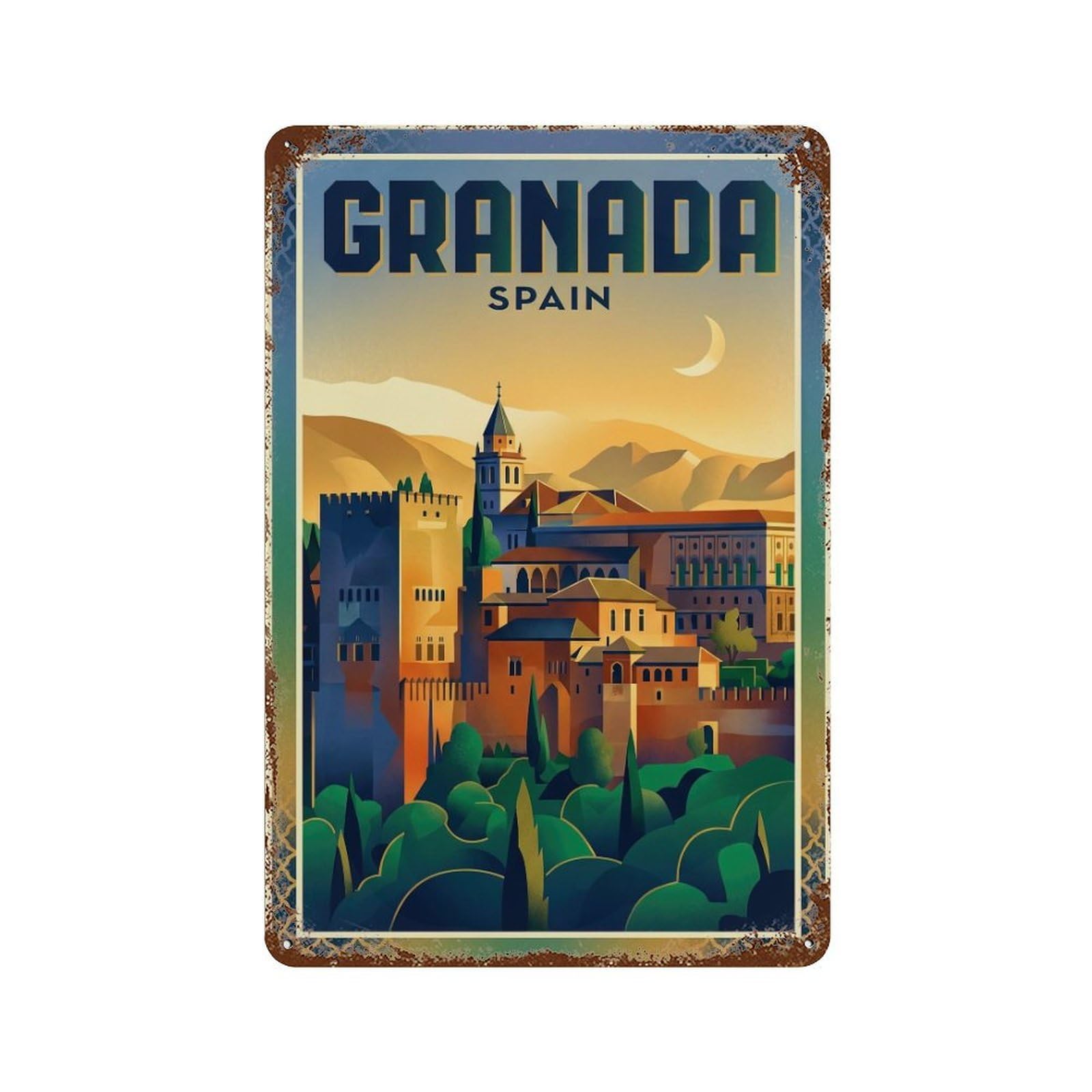 Galvaxio Style Vintage Spain Granada Travel Metal Tin Sign