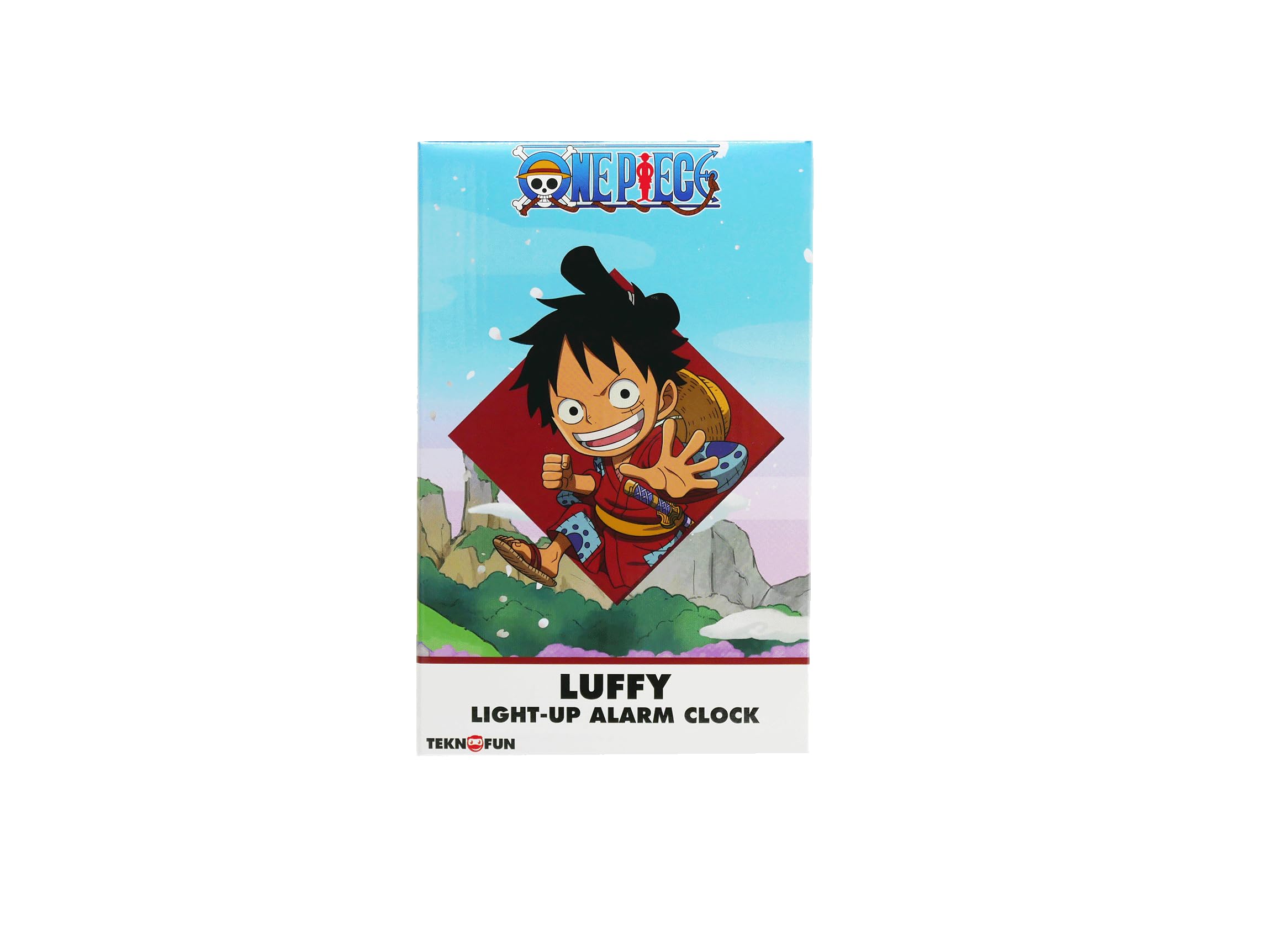 Teknofun - One Piece Licencia Oficial - Reloj Despertador Luffy - Azul, Rojo y Negro - Funciona con Pilas (3X AAA) o USB-C (Cable Incluido) - 811638