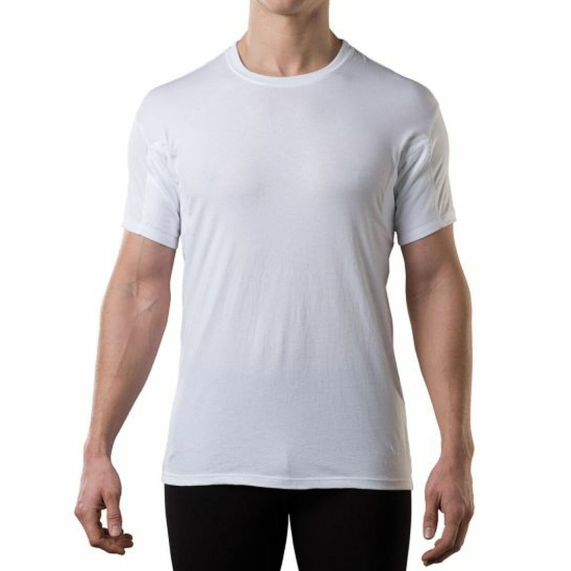 Men's Sweatproof Undershirt - Cotton Crew Neck - Original Fit - with Sweat Pads