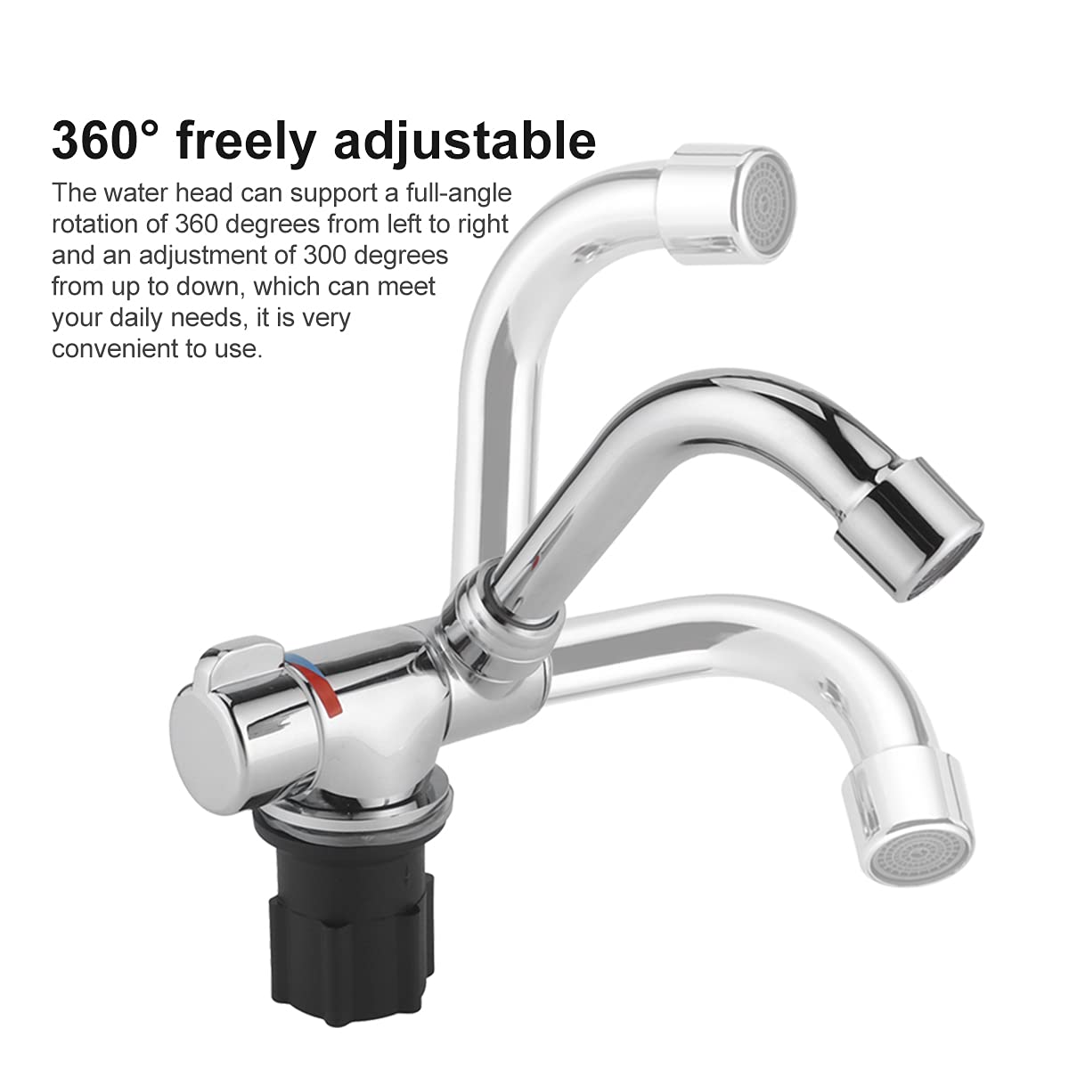 Grifo de Agua, Grifo de Cocina de Rosca G1 / 2in, Herramienta de Lavabo de Salida De Agua Fría Caliente, Aleación de Zinc 360 Grifo de Rotación Ajustable para RV Caravan Cocina Baño Autocaravanas