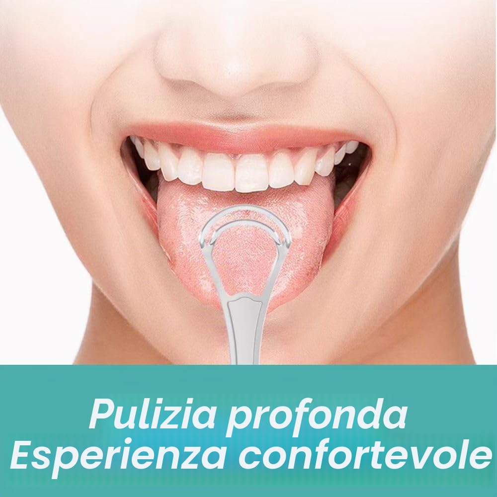 Pulisci Lingua, Pulisci Lingua in Acciaio Inox, Doppio Livello Pulitori di Lingua, Detergente per Lingua, Raschia Lingua in Acciaio Inox, Alito Fresco, Riutilizzabile