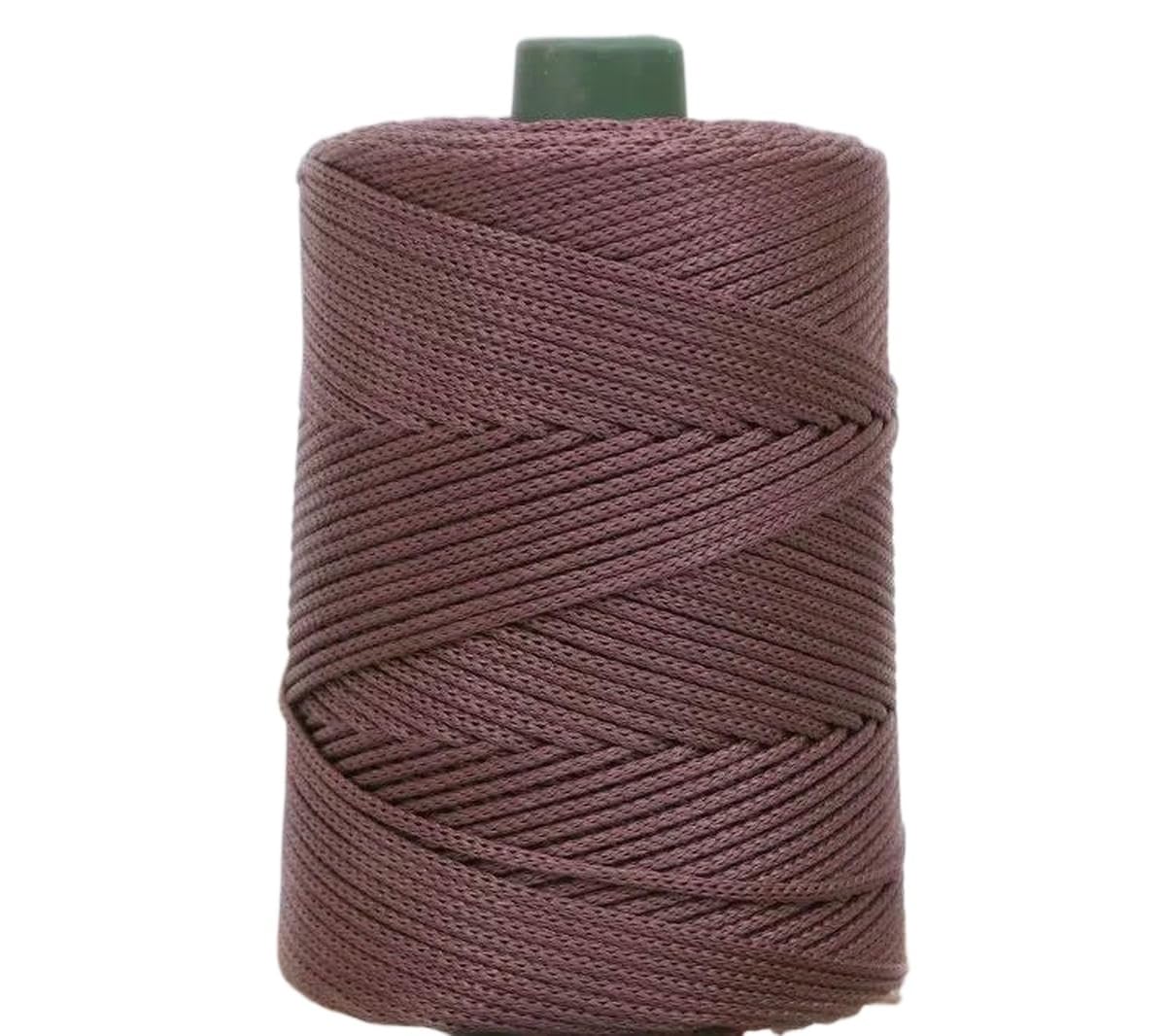 Macrame Rope Twisted String,3mm Thick Ice Silk Yarn Shiny Crochet Thread DIY Hand Knitting For Summer Hat Slipper Bag Making(Bean Paste)
