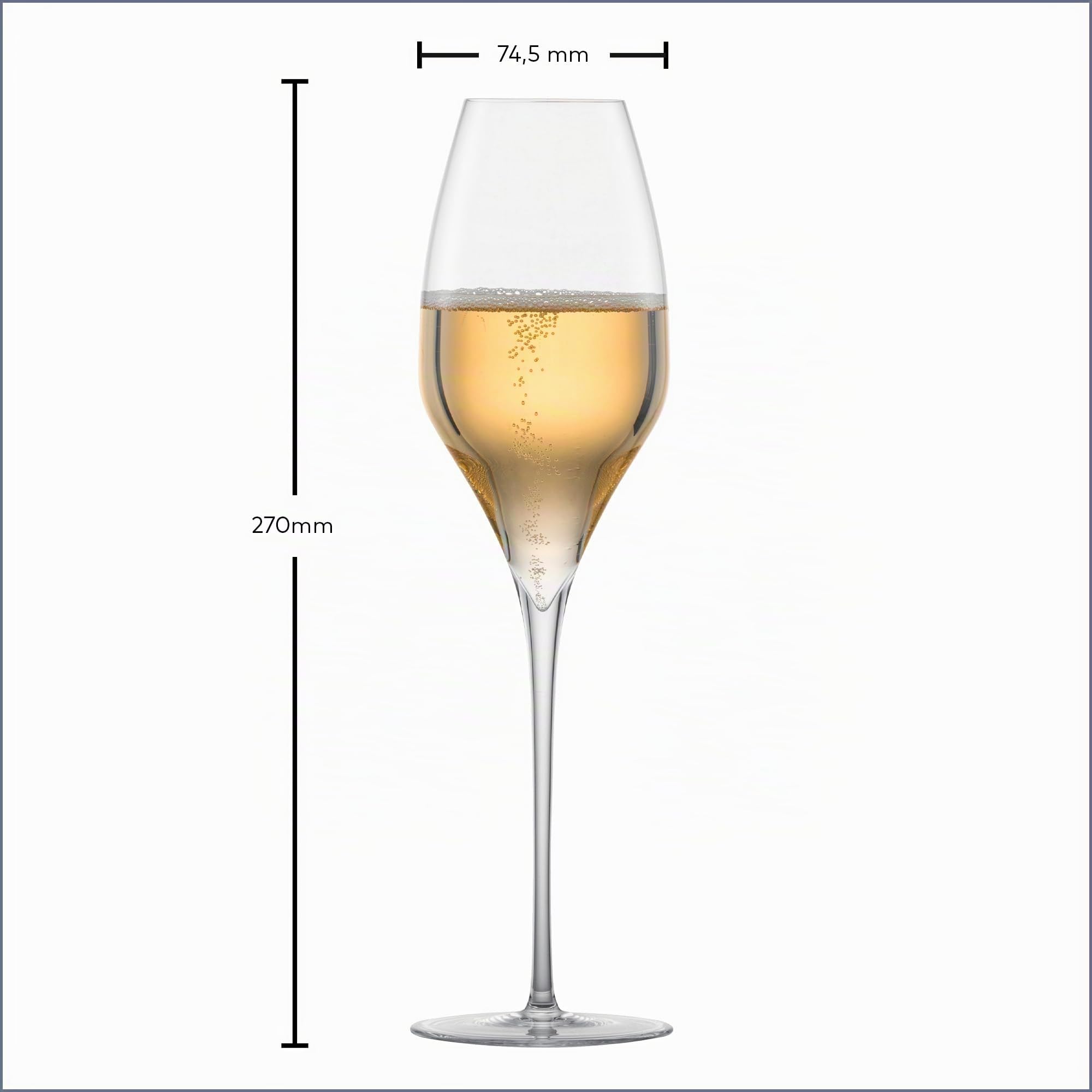 Zwiesel Glas Champagnergläser Alloro (2 Stk) | in Handarbeit mundgeblasene Sektgläser mit Moussierpunkt, ästhetische Tritan®-Kristallgläser für Perlwein
