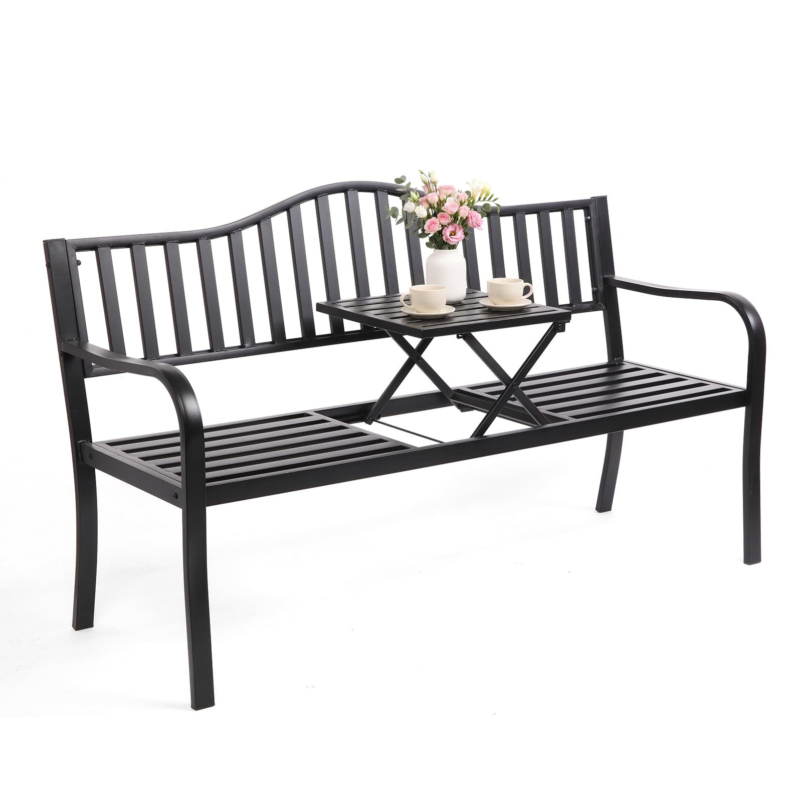 VINGLI Metal Bench with Table