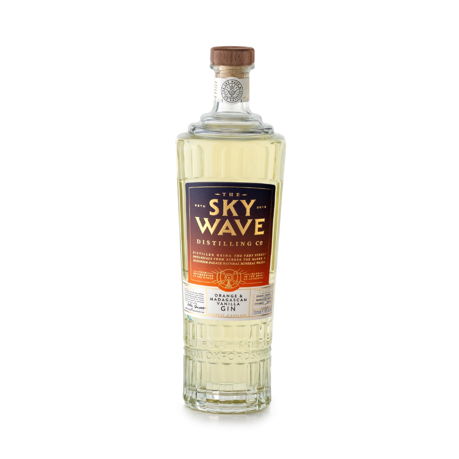 Sky Wave Orange and Madagascan Vanilla Gin - Premium Small Batch Craft Gin Distilled In Oxfordshire - 40% ABV - Ideal Gifts for Women and Men (700ml, Orange and Madagascan)
