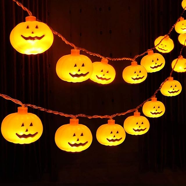 Halloween Decor Pumpkin String Lights HIDARLING Waterproof 10ft 20LED Halloween Outdoor String Lights (Warm White)